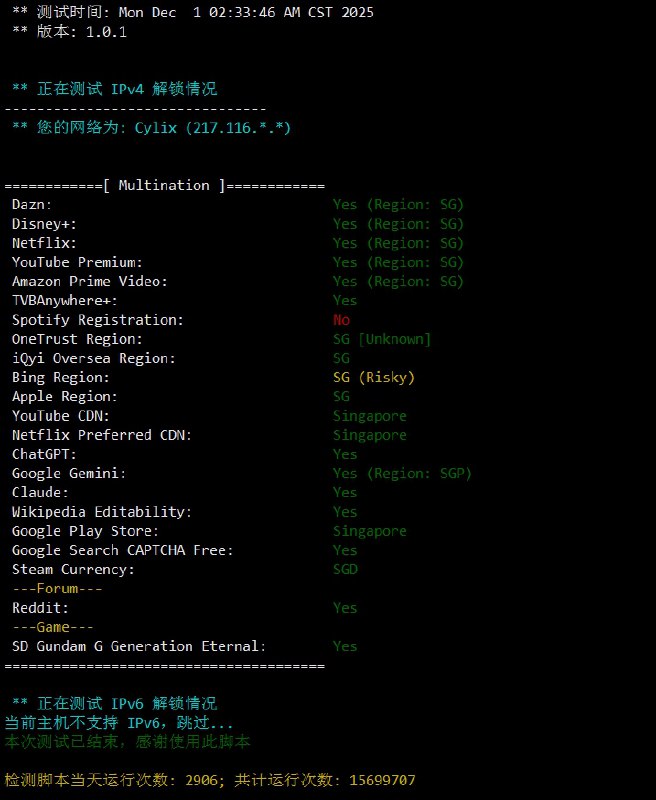 LegendVPS SG 1$/月 留档测评